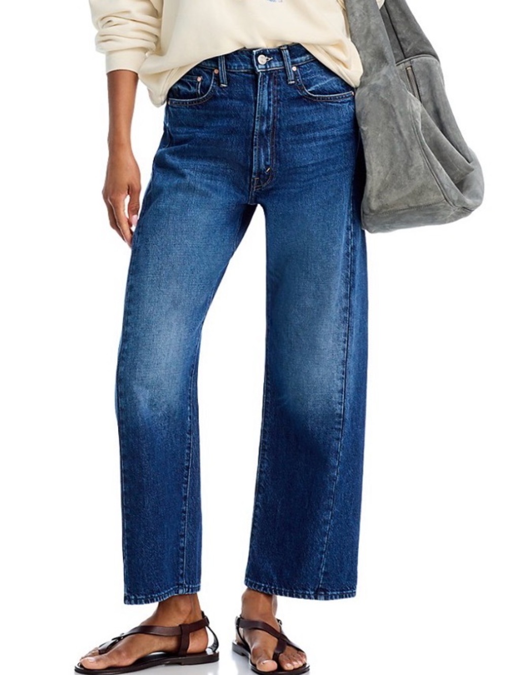 MOTHER Wide-Leg High-Rise Jeans - Dark Blue Wash